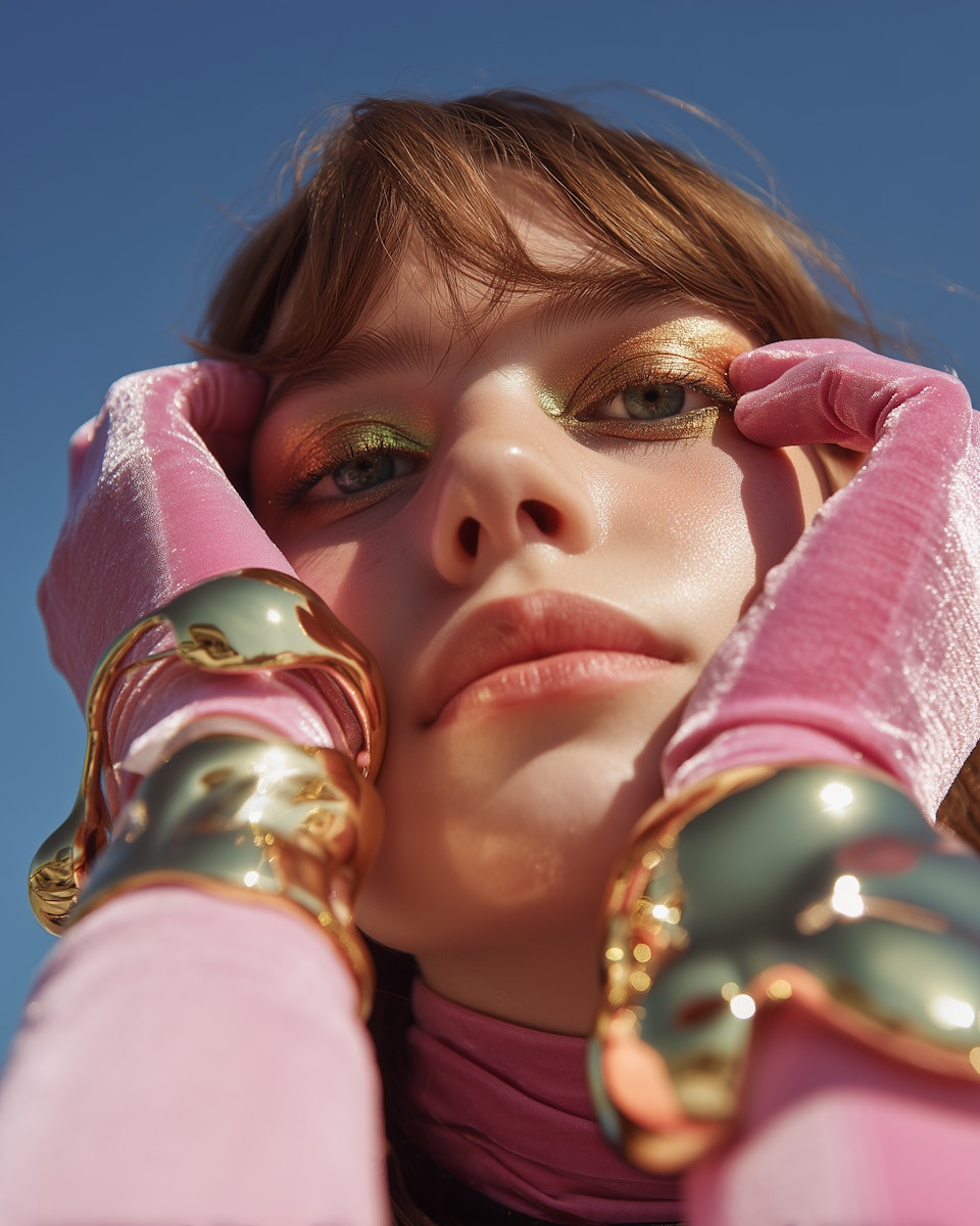 Woman with pastel makeup